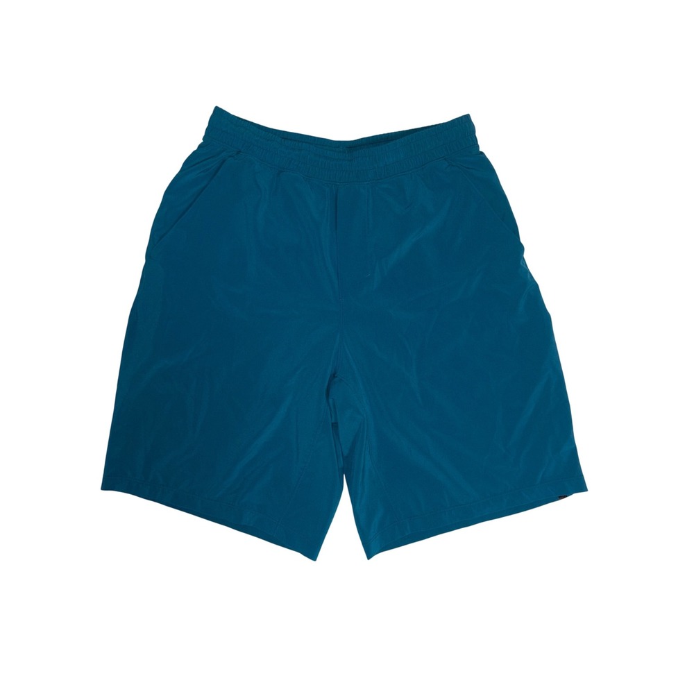 LULULEMON Pace Breaker Shorts Mens S Teal Hawaii Graphic Lined 8 Inch Inseam